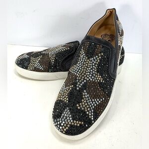 Vince Camuto Canitia Dark Gray Star Crystal Studded Sneakers